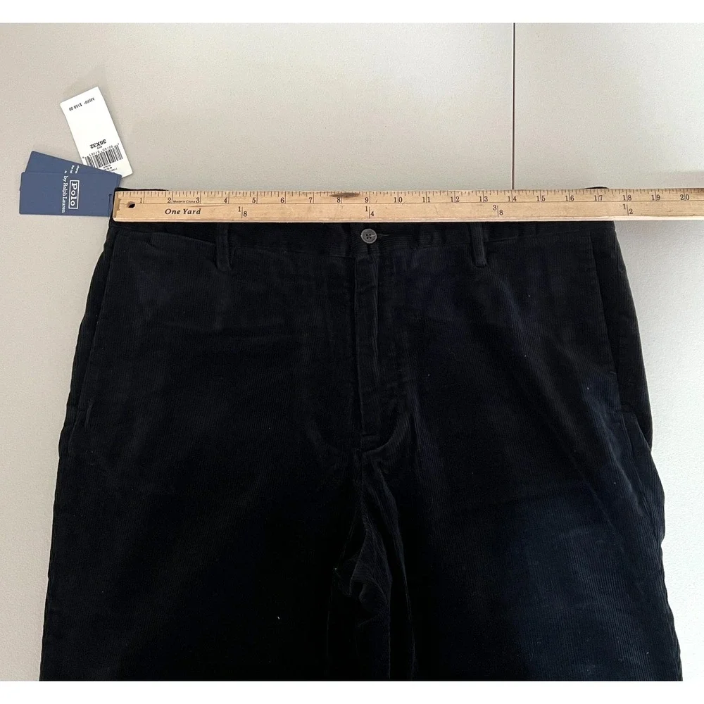 Polo Ralph Lauren Corduroy Chino‎ Pants Mens 35x32 New Black Straight Slim Fit